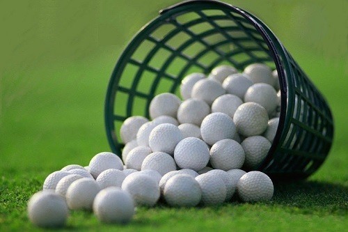 Golf Balls in Basket on Grass